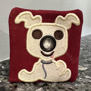 Bolts and Bridges On the Go Puppy Poop Bag - Red Cork front